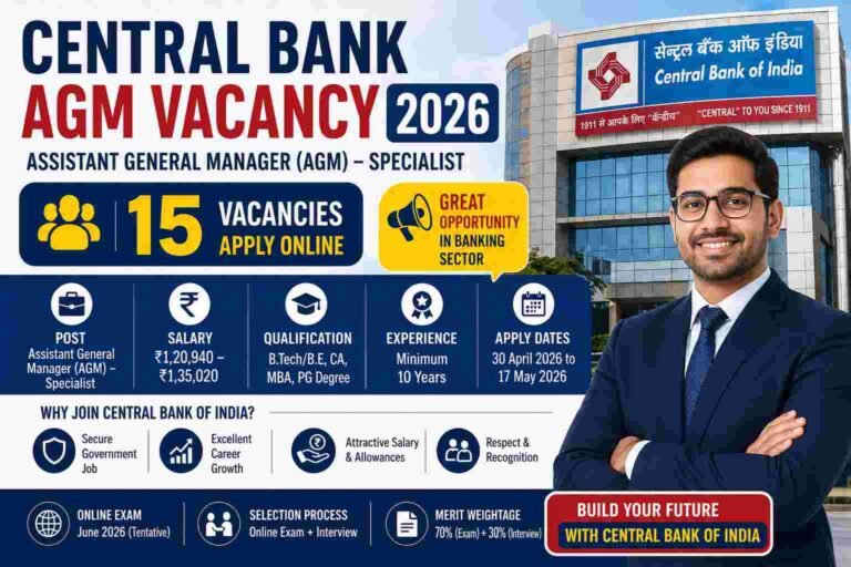 Central Bank AGM Vacancy 2026: Assistant General Manager भर्ती 2026 – पूरी जानकारी