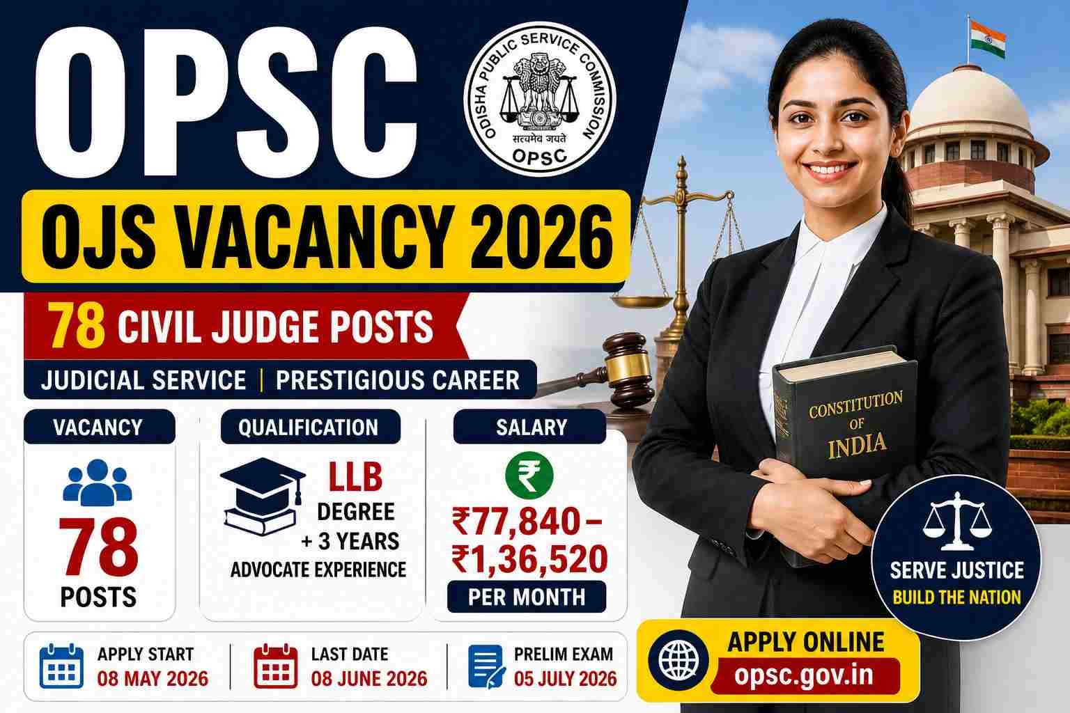 OPSC OJS Vacancy 2026: Civil Judge पदों पर Big भर्ती, High Salary Judicial Job का सुनहरा मौका